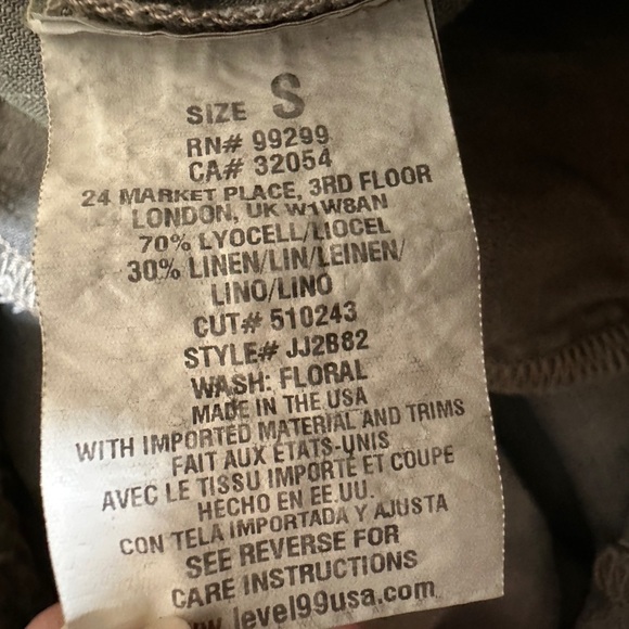 Level 99 Linen blend floral print Pants tapered Leg Utility Jogger, sz S - Picture 5 of 6